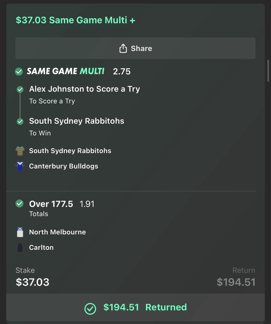NRL SGM win